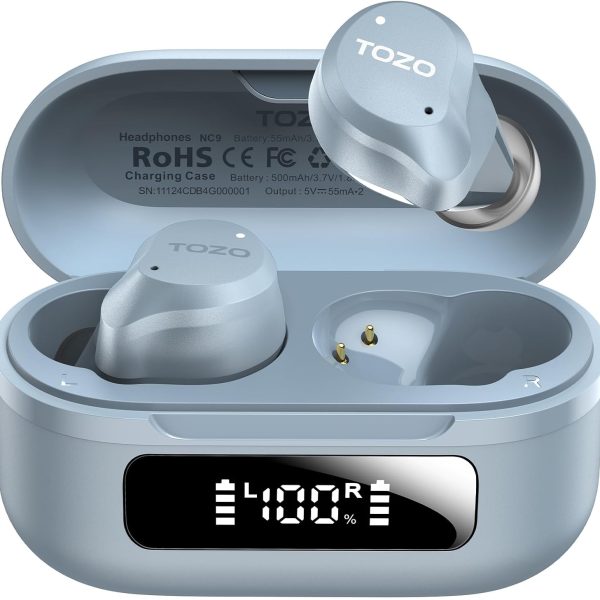 TOZO NC9 Wireless Earbuds with Active Noise Cancelling and 60H Playtime
