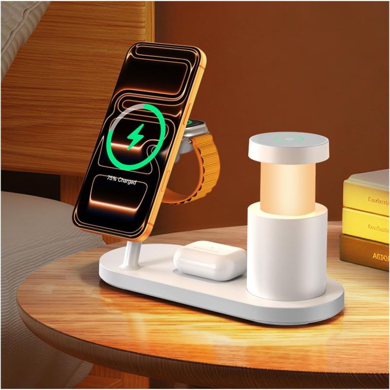 GEEKERA 4-in-1 Wireless Charging Station with LED Night Light