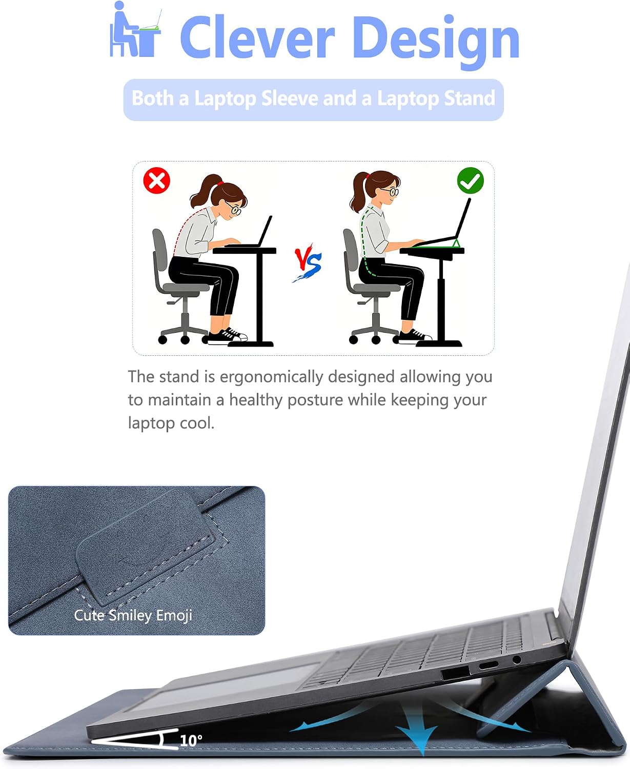 HYZUO Laptop Sleeve with Stand for 13.3-14 Inch Devices - Image 2