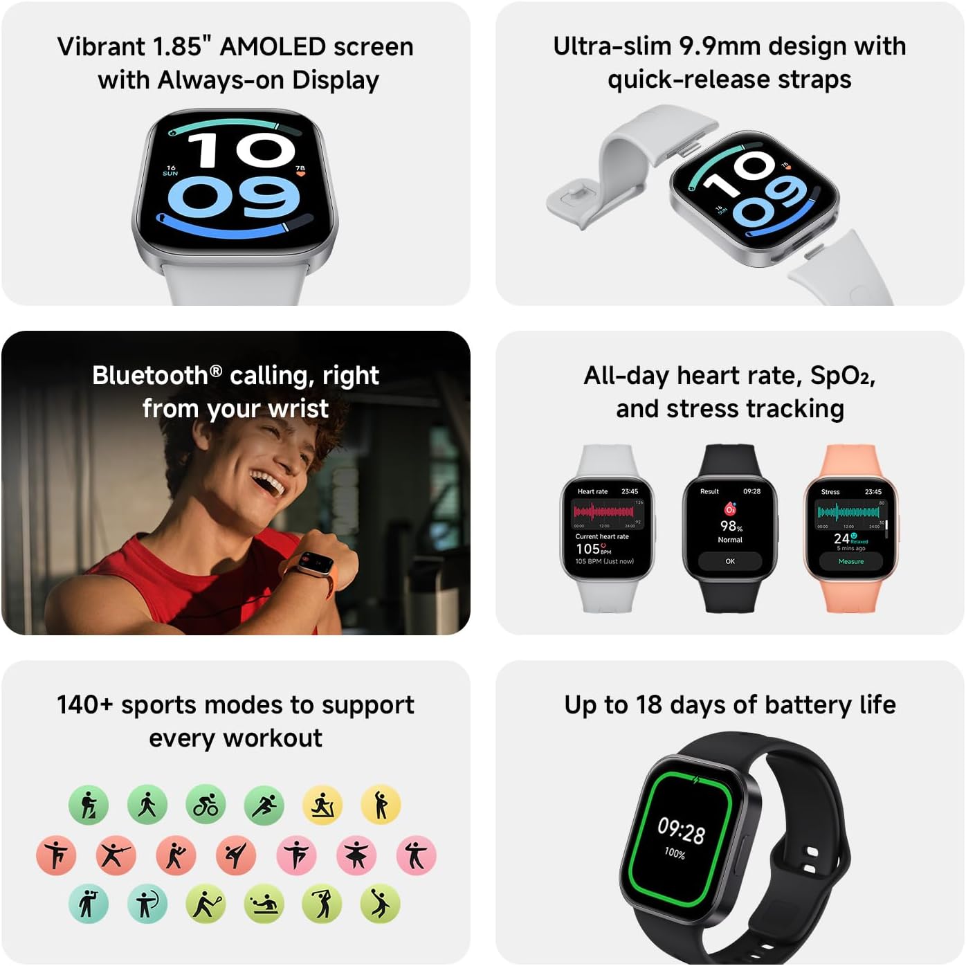 Xiaomi Redmi Watch 6 Active, Smartwatch for Men Women, 1.85" - Image 2