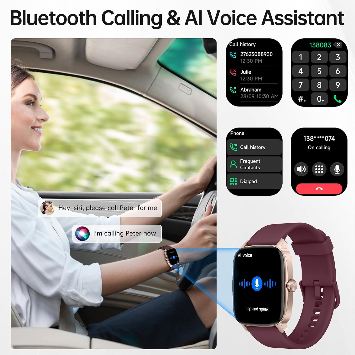 KIBFLE Smart Watch with Bluetooth Calling and AI Voice - Image 2