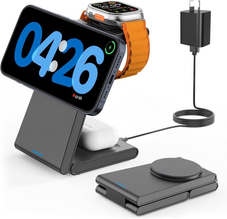 GEEKERA Magnetic 3 in 1 Foldable Charger Stand