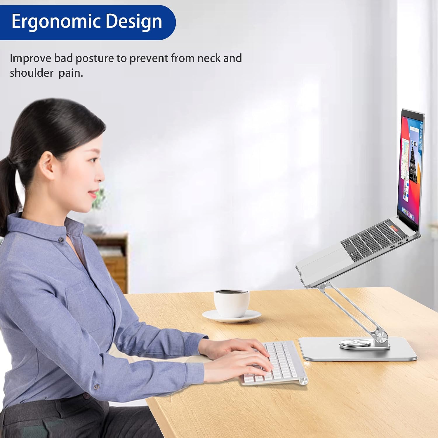 Ergonomic Laptop Stand with Rotating Base for 10-15.6" Laptops - Image 4
