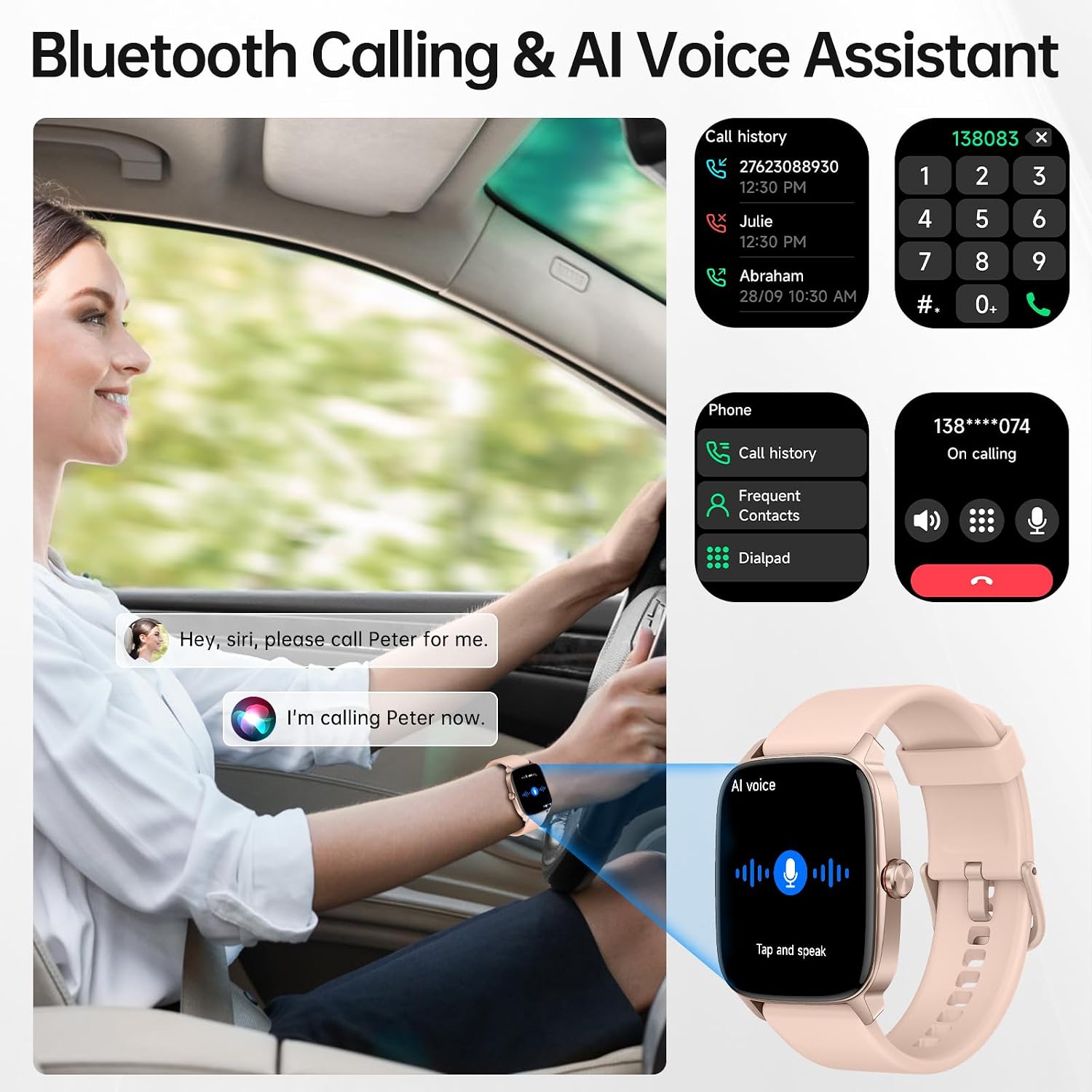 KIBFLE Smart Watch with AI Voice & Bluetooth Calling - Image 2