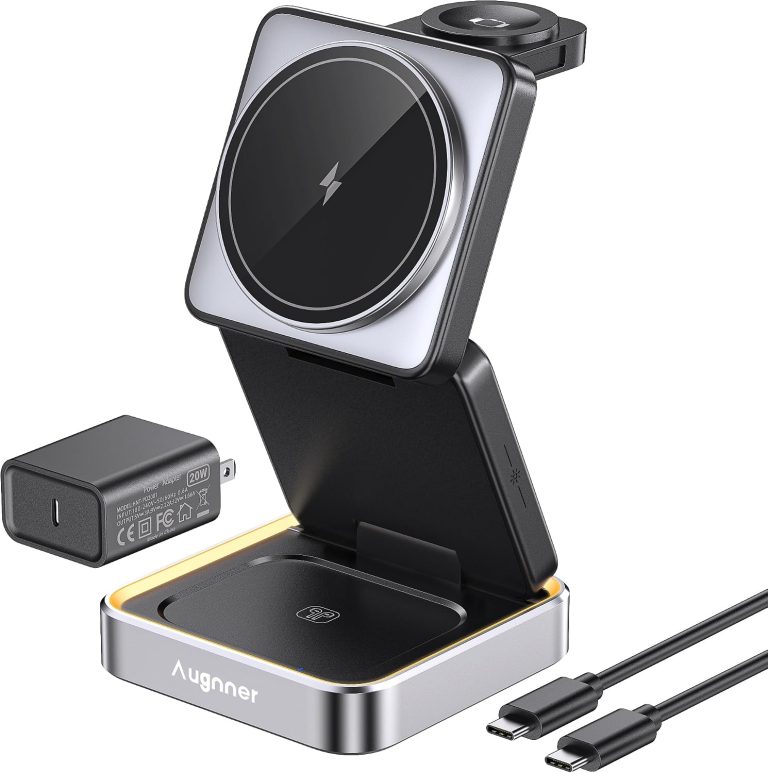 Augnner 3 in 1 Wireless Charger with Night Light for Apple Devices