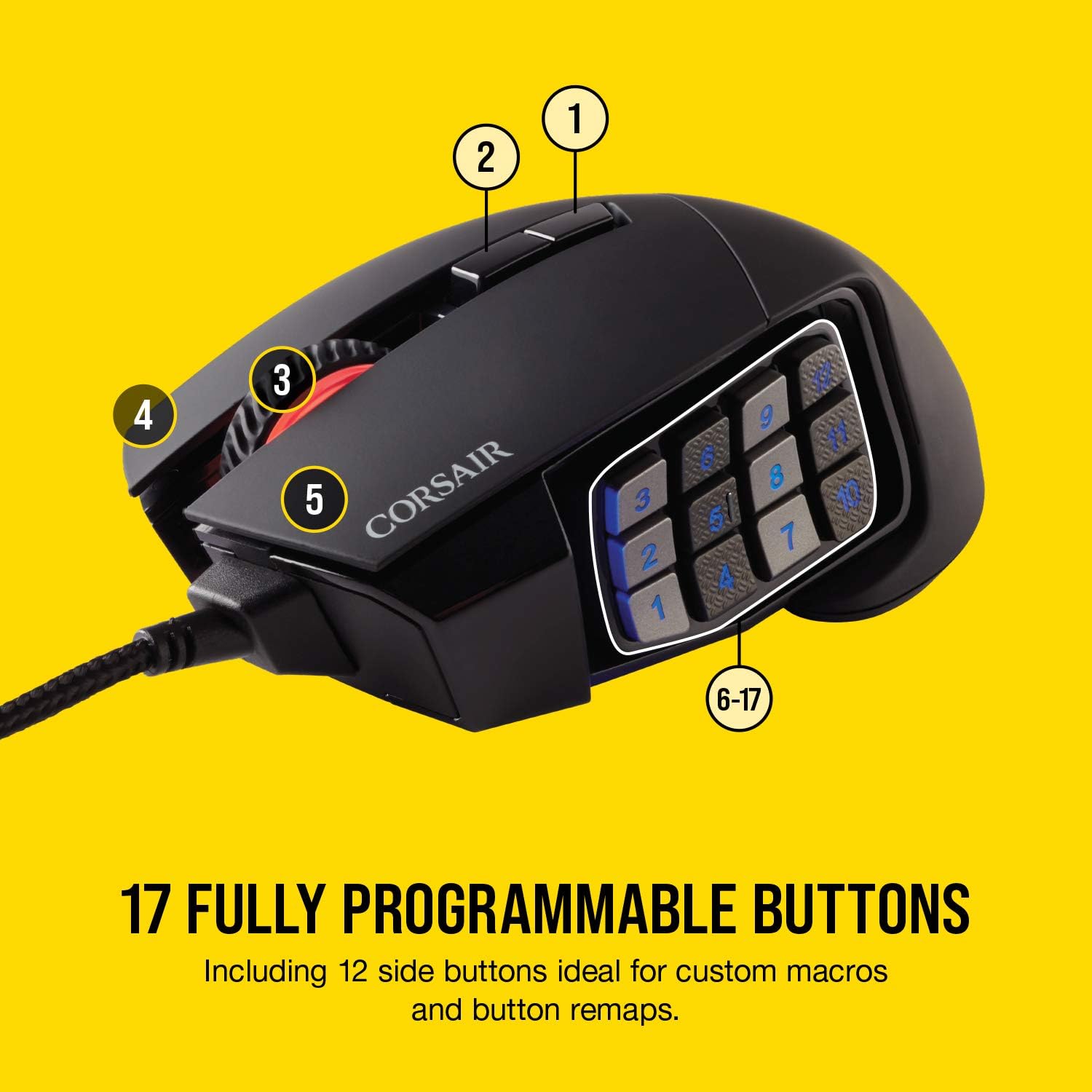 CORSAIR Scimitar RGB Elite Wired MOBA/MMO Gaming Mouse – Black - Image 11