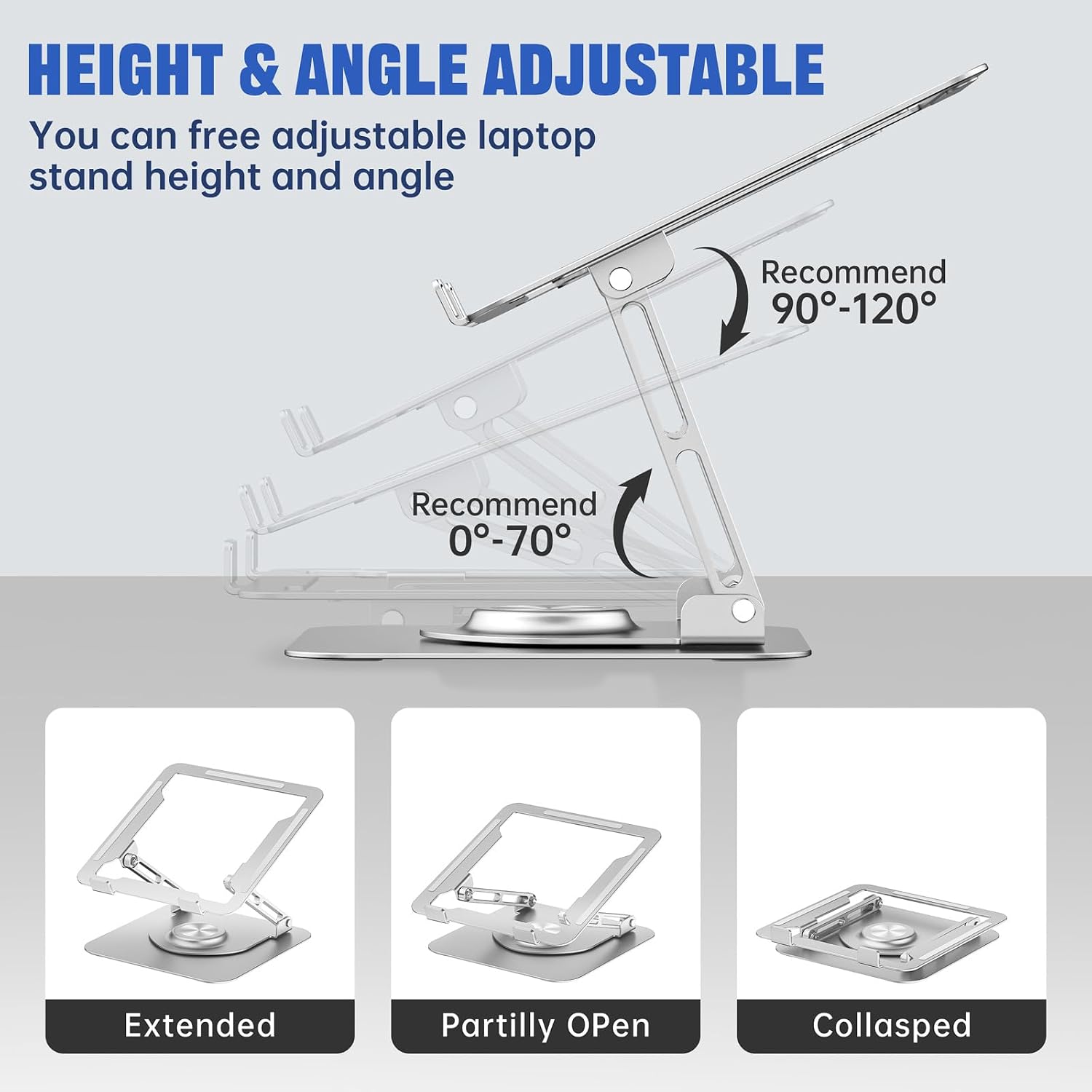 JOYEKY Adjustable Laptop Stand with 360° Rotating Base - Image 4