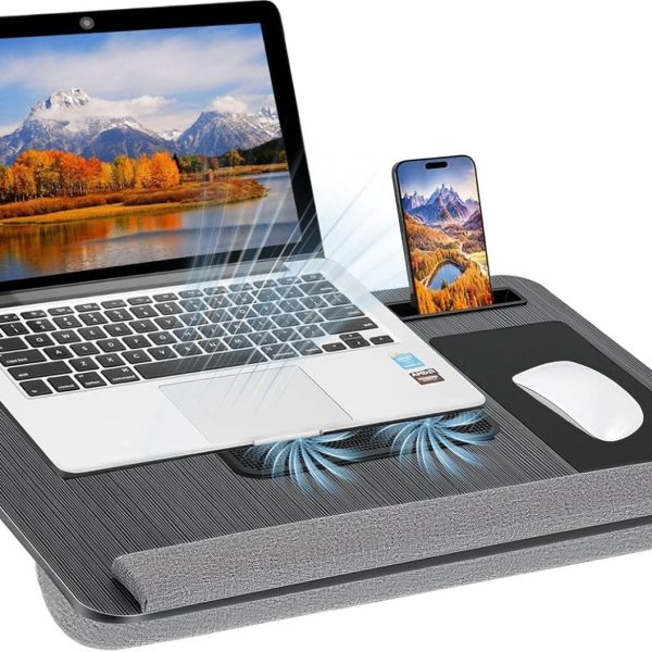 EAOAIA Portable Lap Desk with Cooling Fan and Wrist Rest
