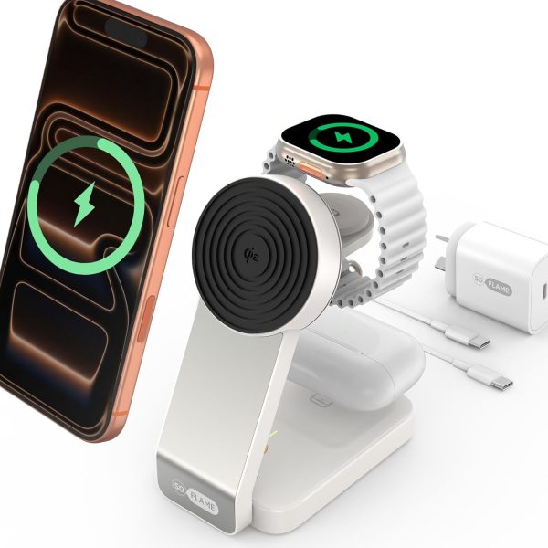 Foldable 3 in 1 Magnetic Wireless Charger with Adapter