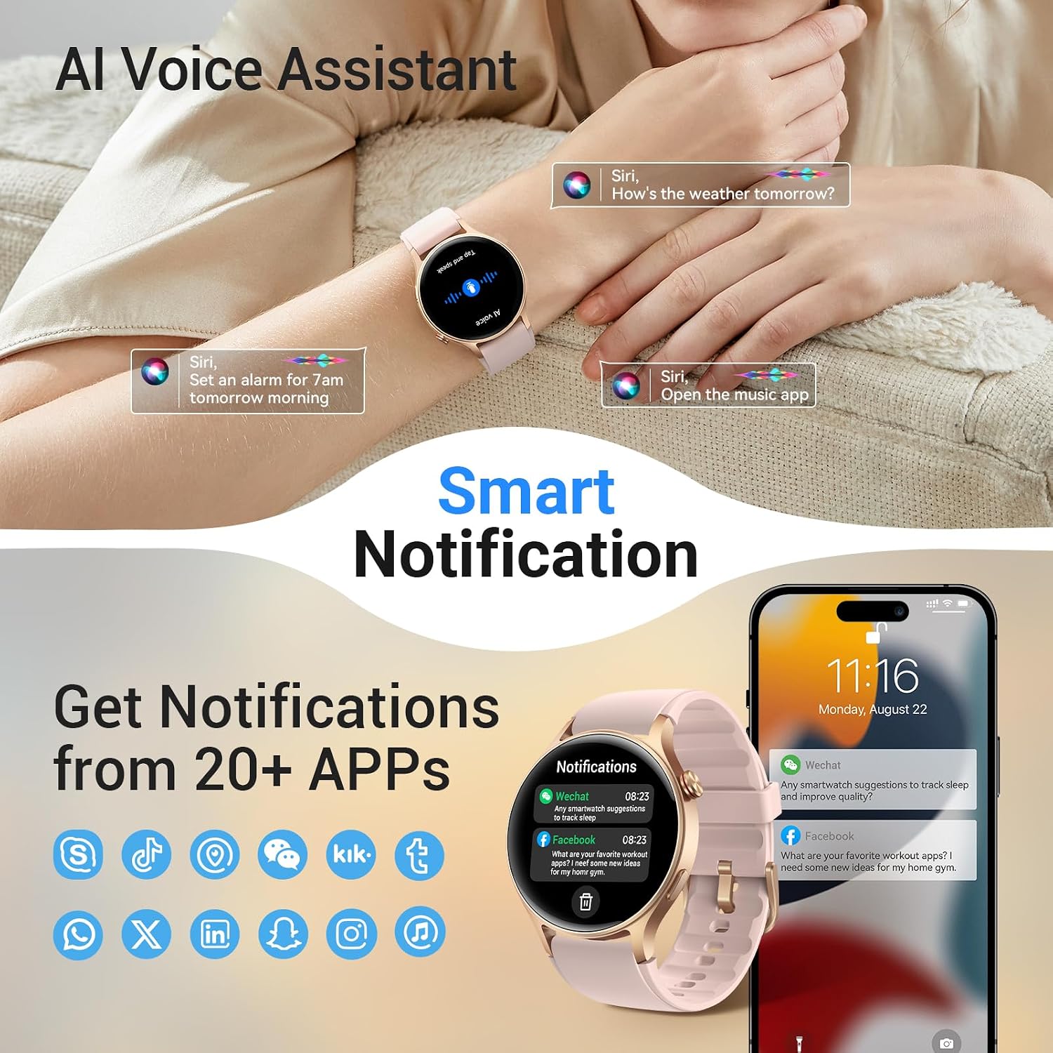 aeac AR01 Smart Watch for Women with AMOLED Touchscreen - Image 4