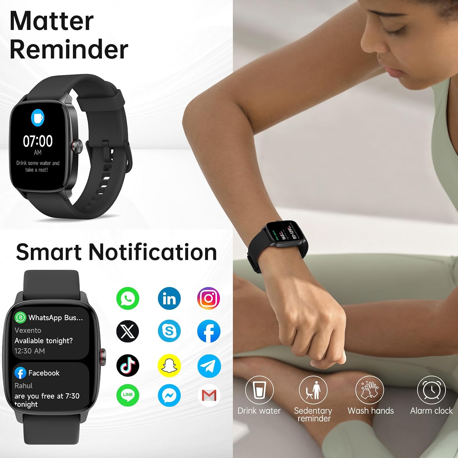 KIBFLE Smart Watch with Bluetooth Call and AI Voice Assistant - Image 3