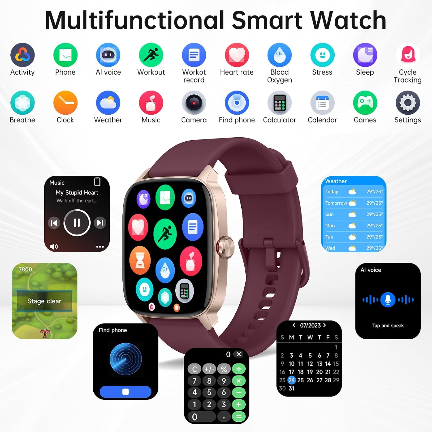 KIBFLE Smart Watch with Bluetooth Calling and AI Voice - Image 3
