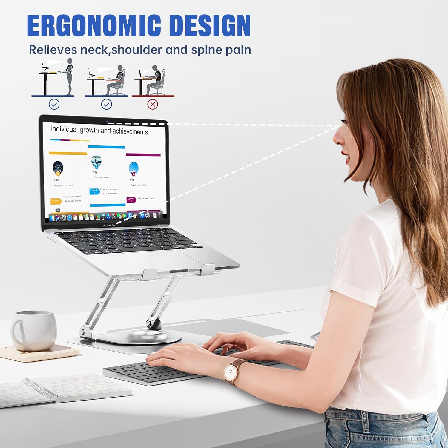 JOYEKY Adjustable Laptop Stand with 360° Rotating Base - Image 5