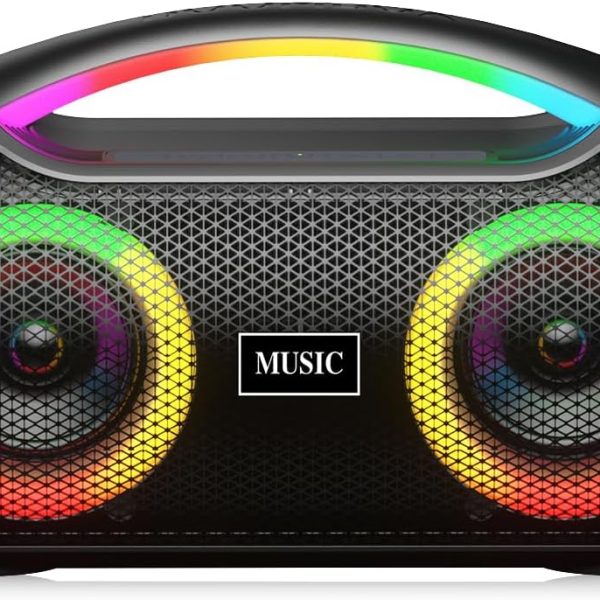 HUO JI 80W Wireless Speaker with Deep Bass and IPX5 Rating