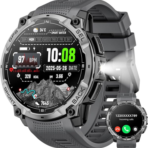 Military Smart Watch for Men with GPS, 1.43" AMOLED Bluetooth