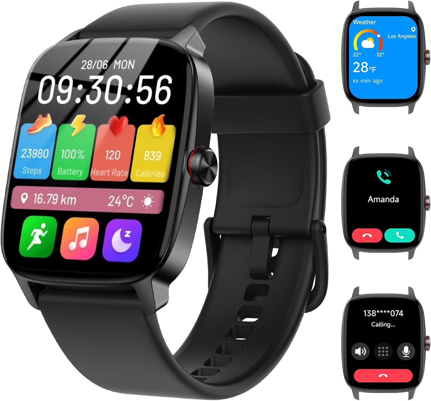 KIBFLE Smart Watch with Bluetooth Call and AI Voice Assistant