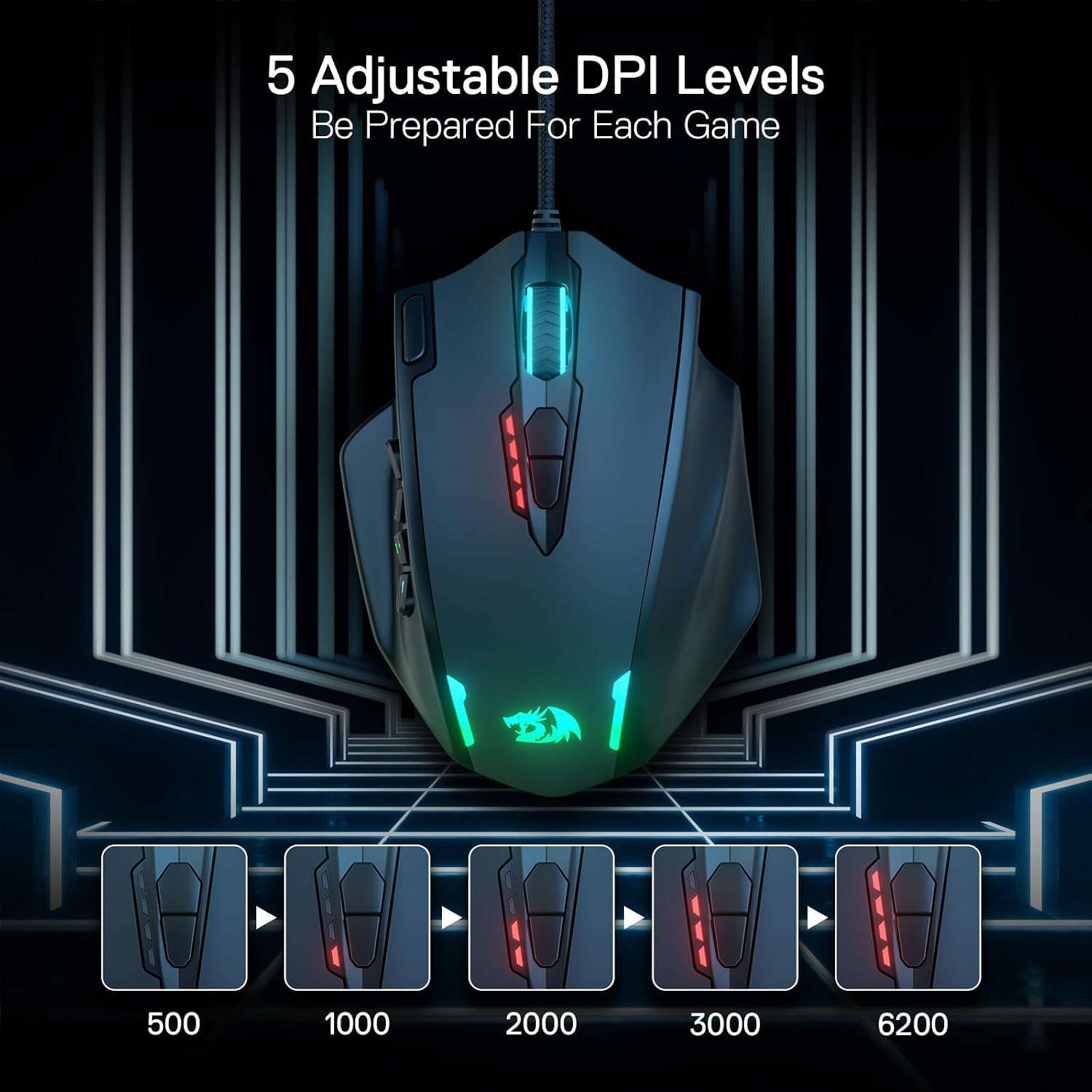 Redragon M908 Impact MMO Gaming Mouse, Wired RGB Mouse with 12 - Image 3
