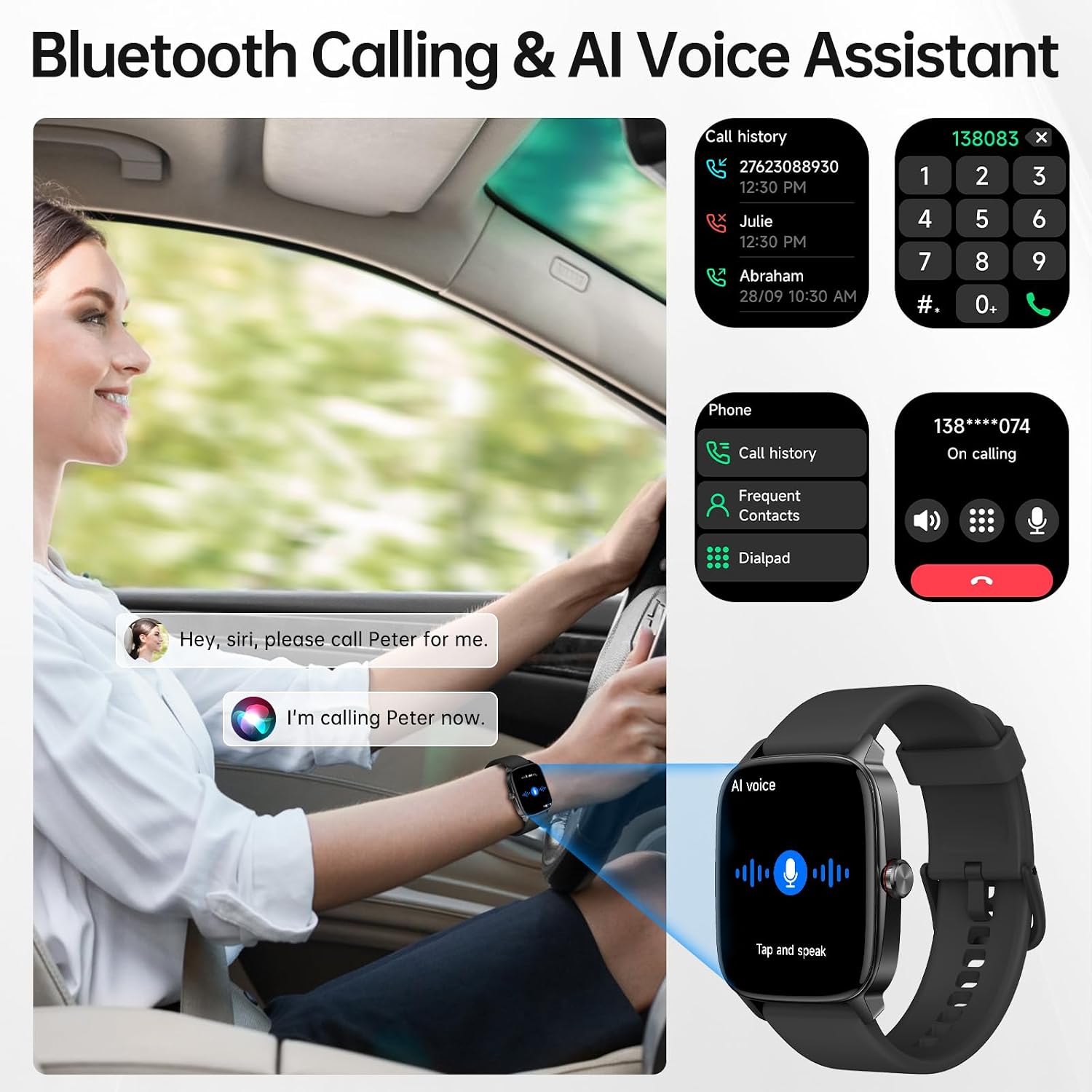 KIBFLE Smart Watch with Bluetooth Call and AI Voice Assistant - Image 2