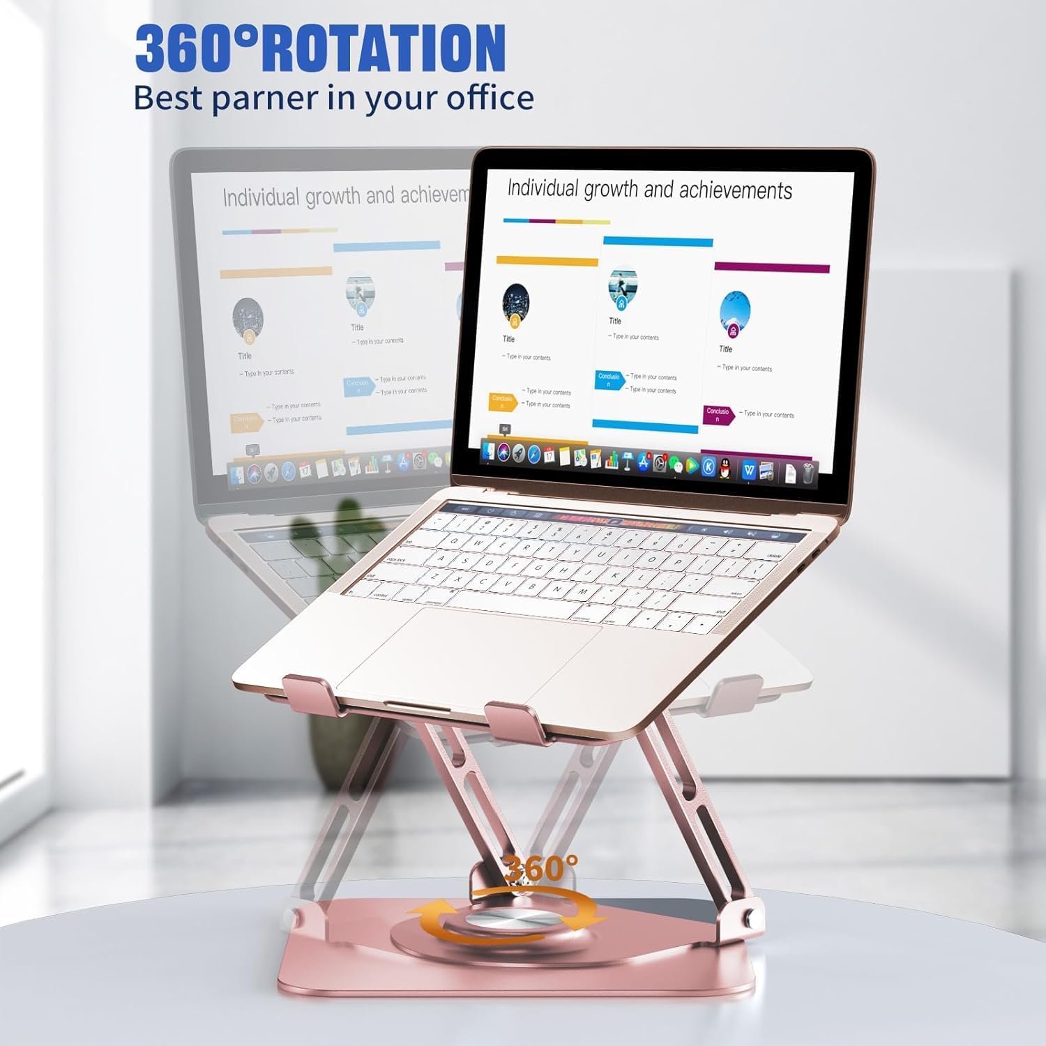 Adjustable Laptop Stand with 360° Rotating Base - Image 2
