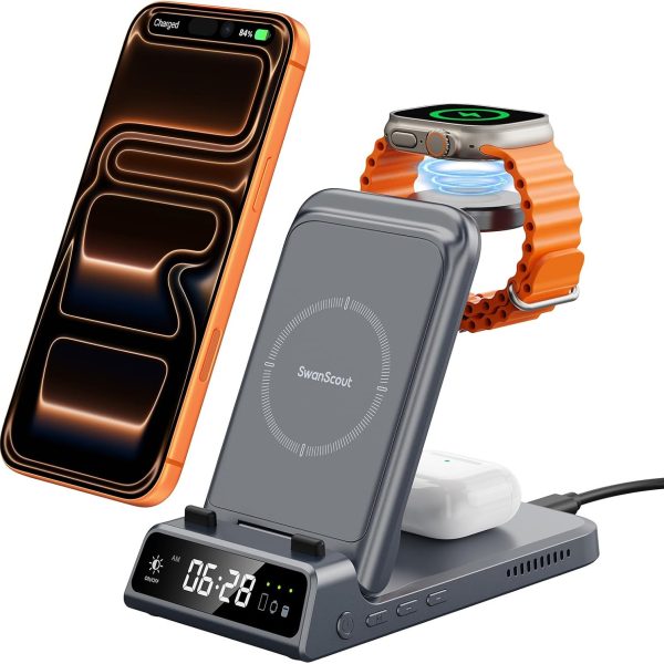Foldable 3-in-1 Wireless Charger for iPhone and Apple Watch