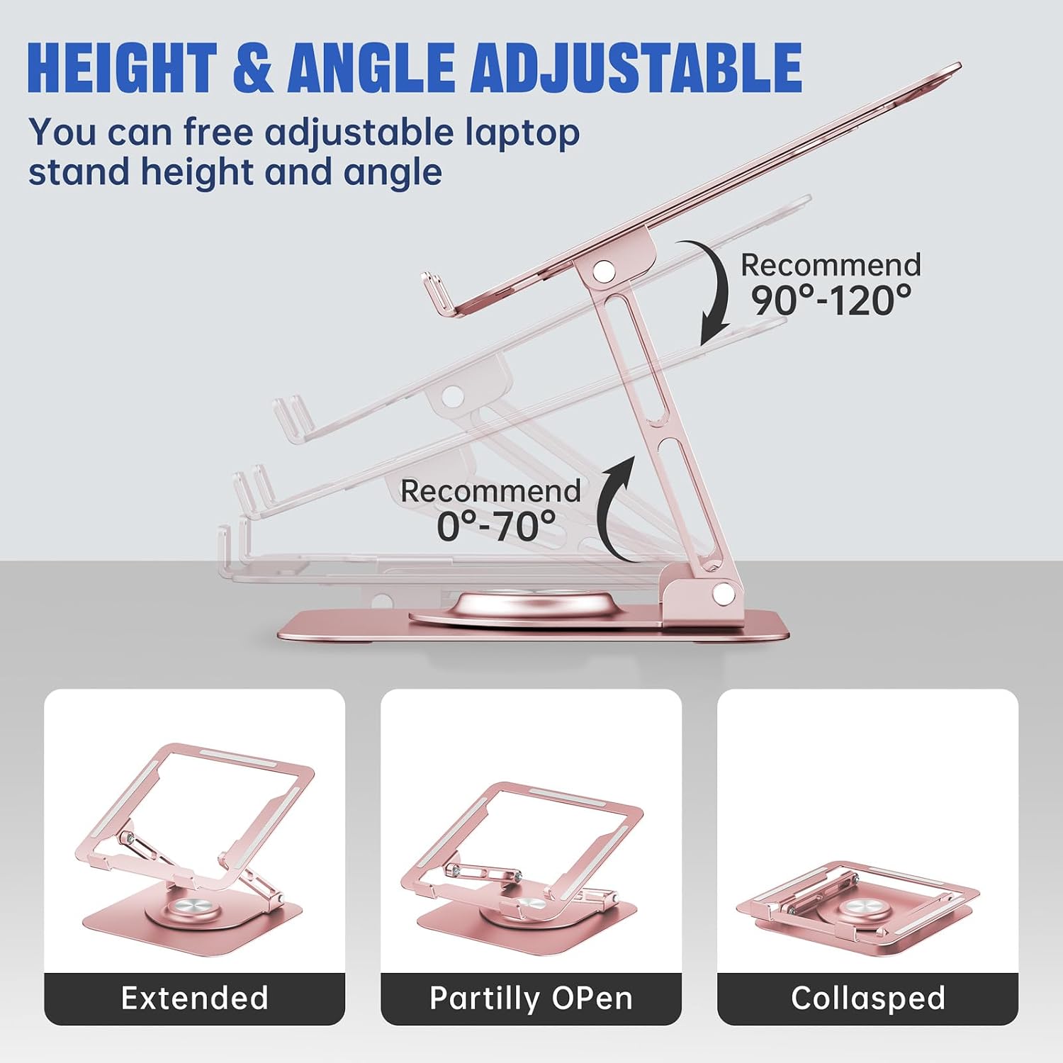 Adjustable Laptop Stand with 360° Rotating Base - Image 4