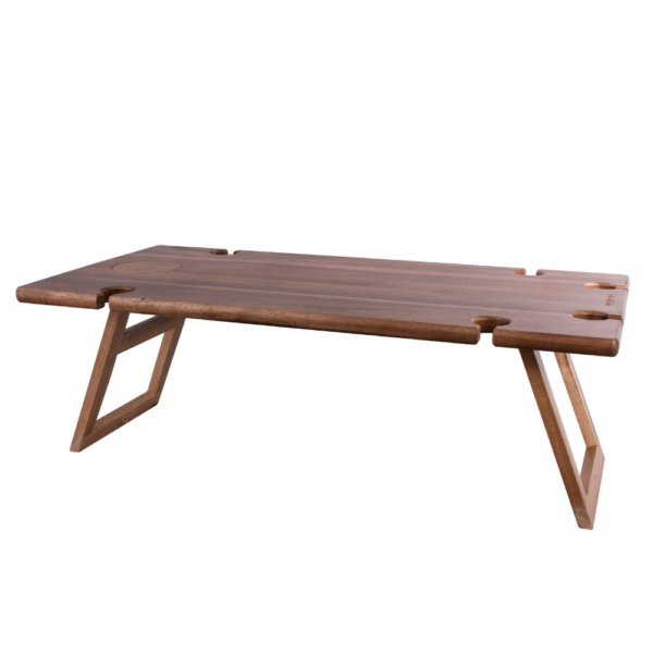 Peer Sorensen Acacia Wood Large Folding Picnic Table with Wine Glass Holder