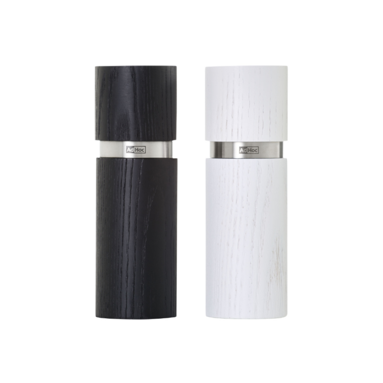AdHoc Textura Salt & Pepper Mill Set Black & White 15cm