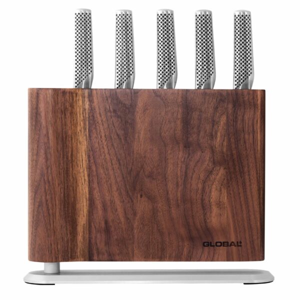 Global Uku Walnut 6 Piece Knife Block Set