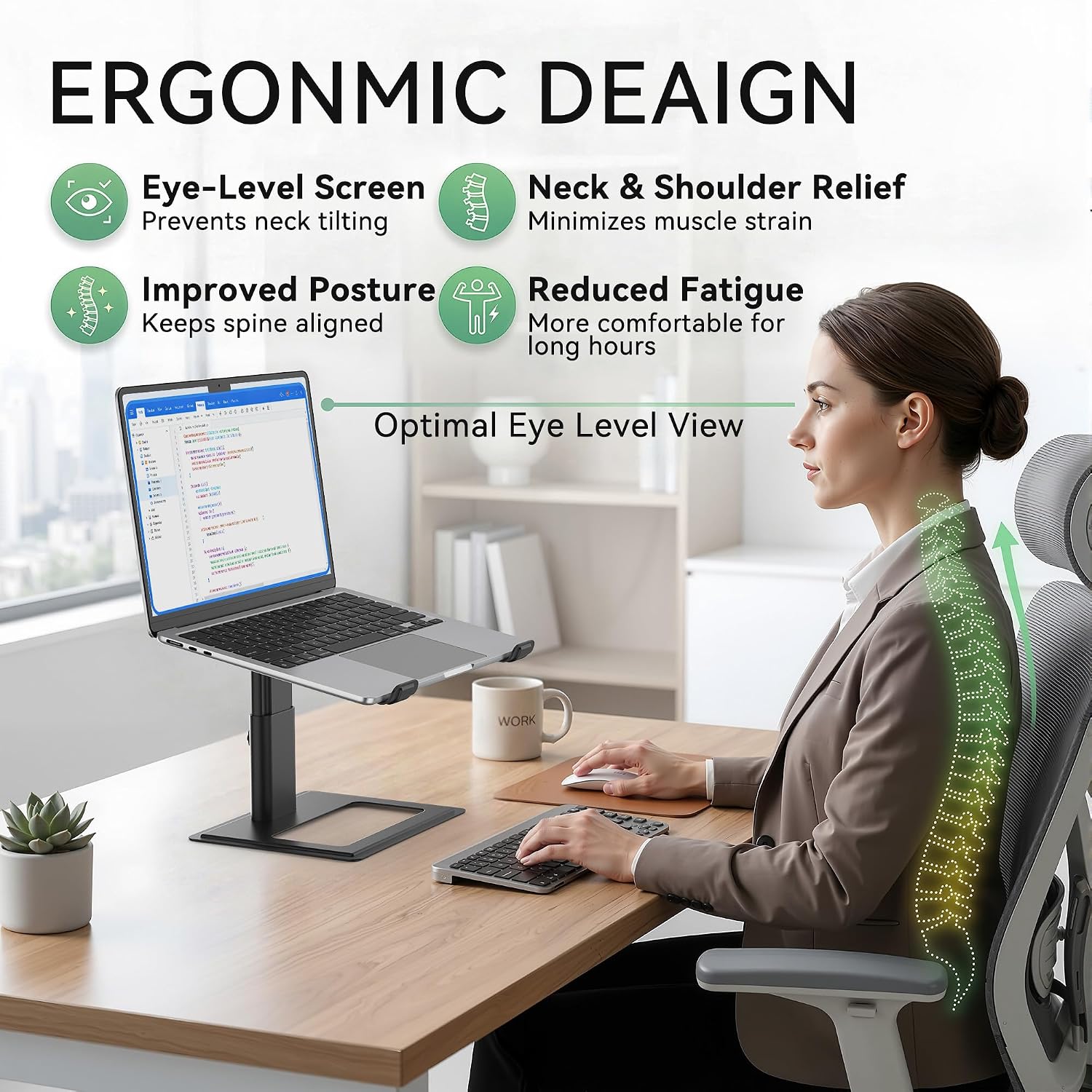 Adjustable Aluminum Laptop Stand for 10-17.3" Devices - Image 2