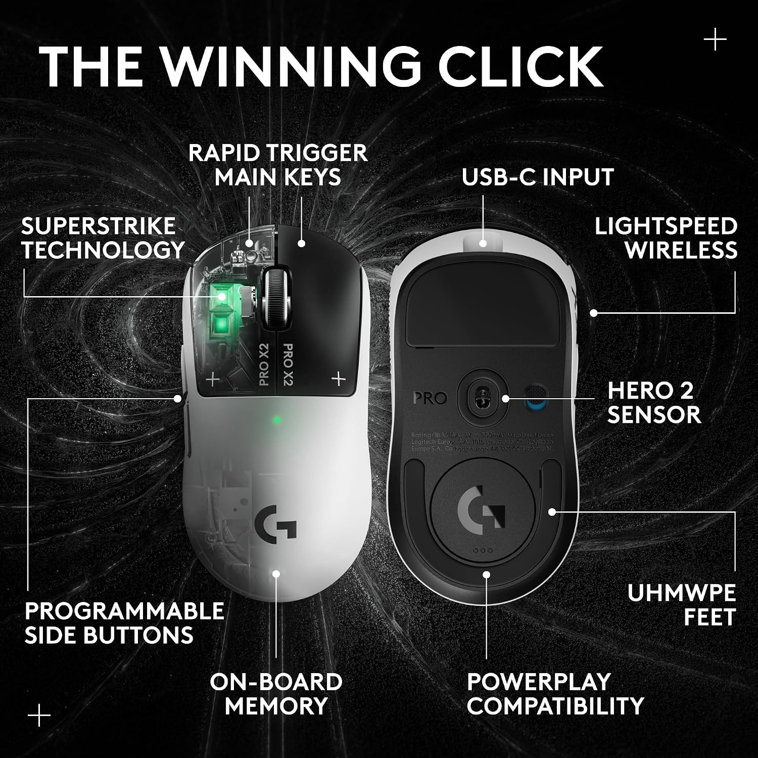 Logitech G PRO X2 SUPERSTRIKE Lightspeed Wireless Gaming Mouse - Image 3