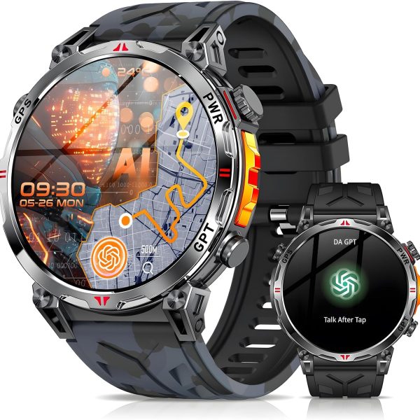 Military Smart Watch for Men GPS/Compass,GPT,1.56"AMOLED