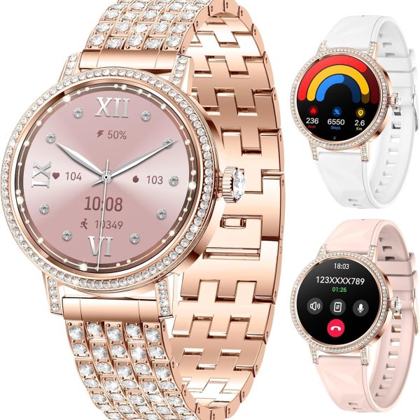 Smart Watches for Women Diamonds, 1.27'' HD,Answer/Make Call,3