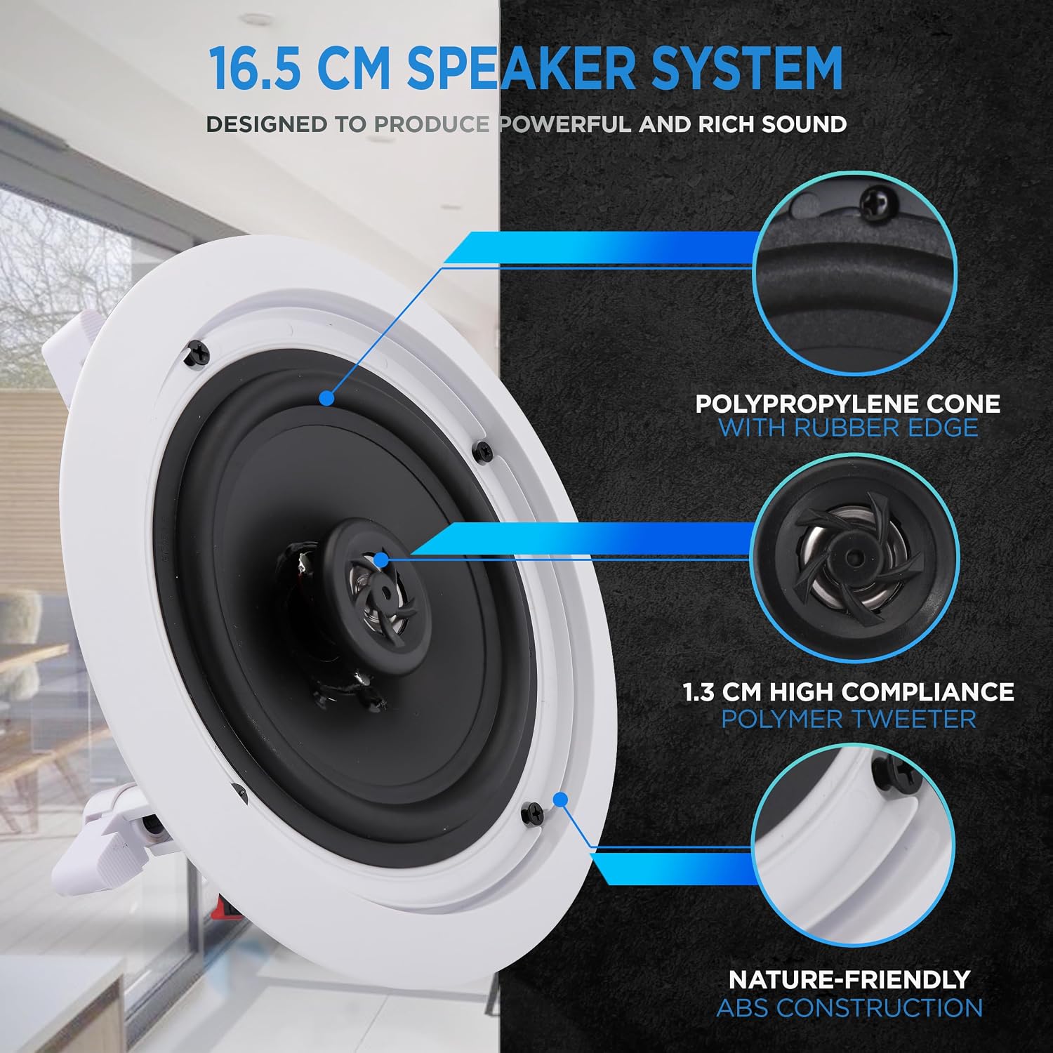 Pyle 6.5" In-Ceiling Speakers for Home Audio - Image 3