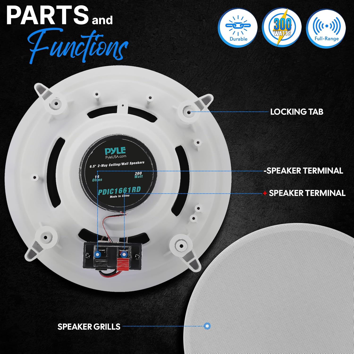 Pyle 6.5" In-Ceiling Speakers for Home Audio - Image 2