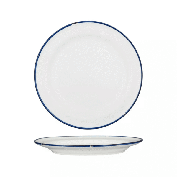 Luzerne Tin Tin White/Navy Plate with Wide Rim