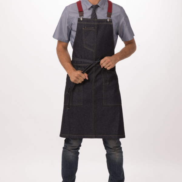 Chef Works Cross Back Berkeley Apron Indigo Blue Denim