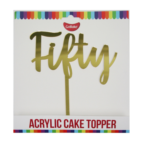 GoBake Acrylic Cake Topper Gold Fifty