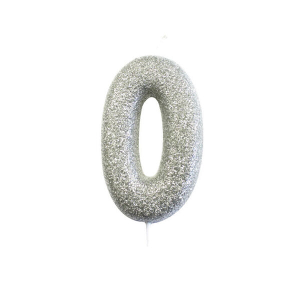 Silver Glitter Moulded Pick Candle 0