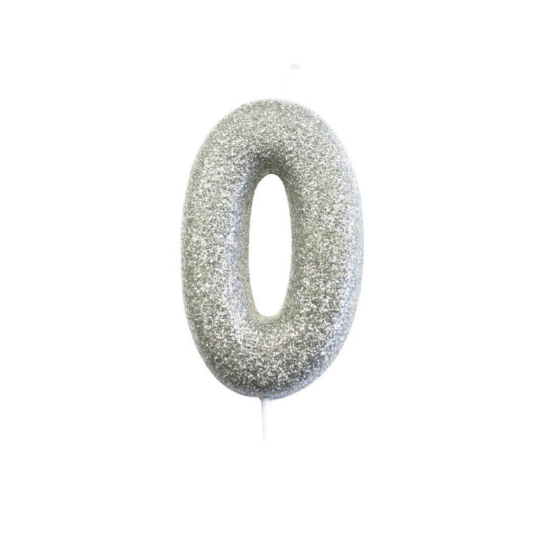 Silver Glitter Moulded Pick Candle 0