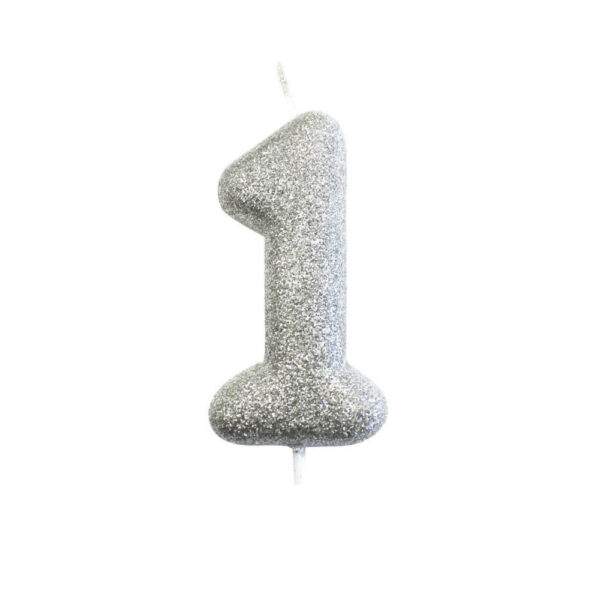 Silver Glitter Moulded Pick Candle 1