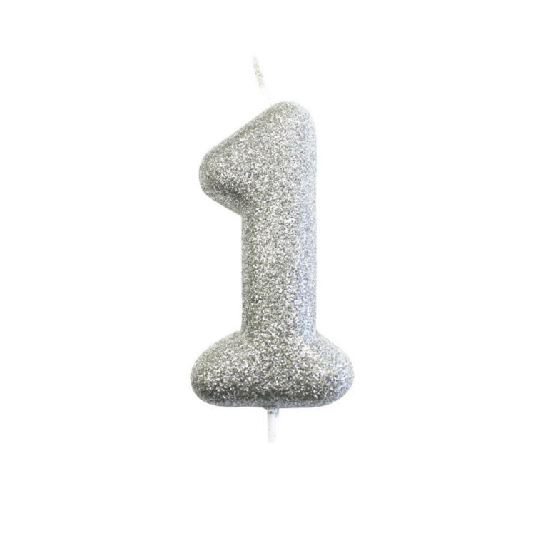Silver Glitter Moulded Pick Candle 1