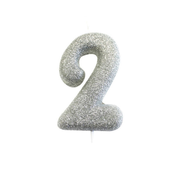 Silver Glitter Moulded Pick Candle 2