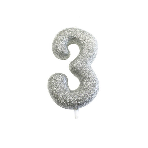 Silver Glitter Moulded Pick Candle 3