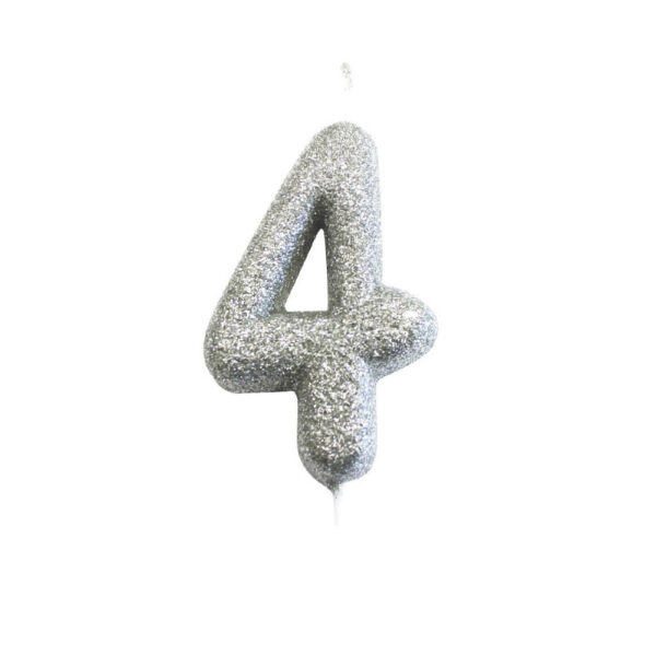 Silver Glitter Moulded Pick Candle 4