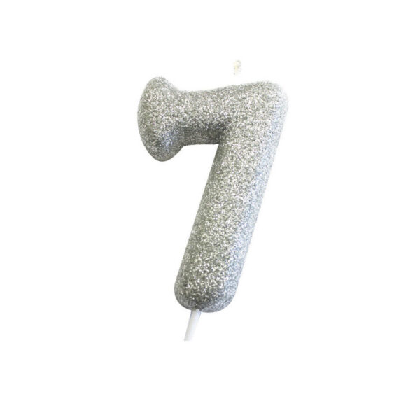 Silver Glitter Moulded Pick Candle 7