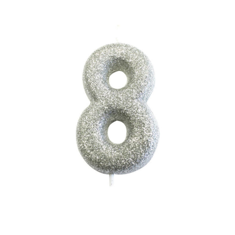 Silver Glitter Moulded Pick Candle 8