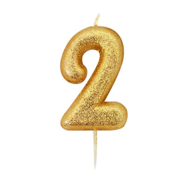 Gold Glitter Moulded Pick Candle 2