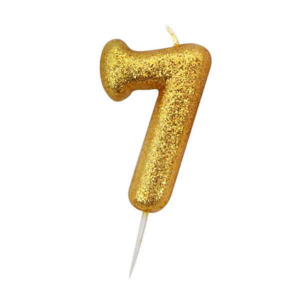 Gold Glitter Moulded Pick Candle 7