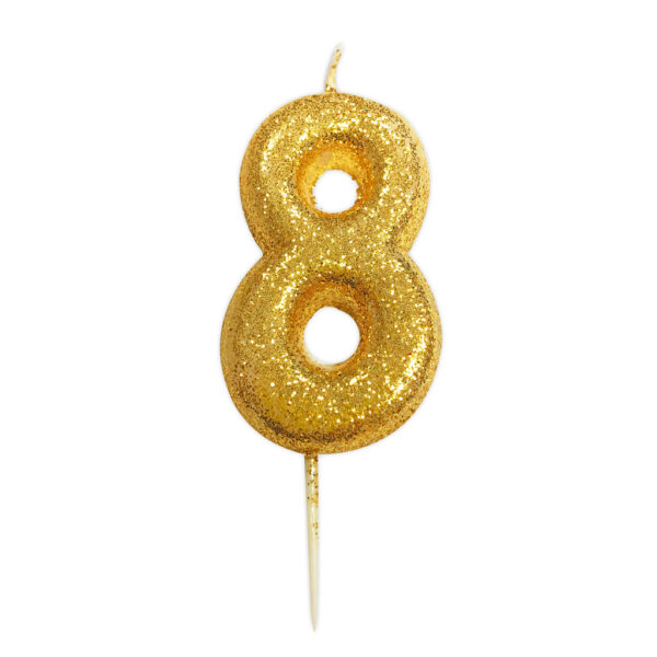 Gold Glitter Moulded Pick Candle 8