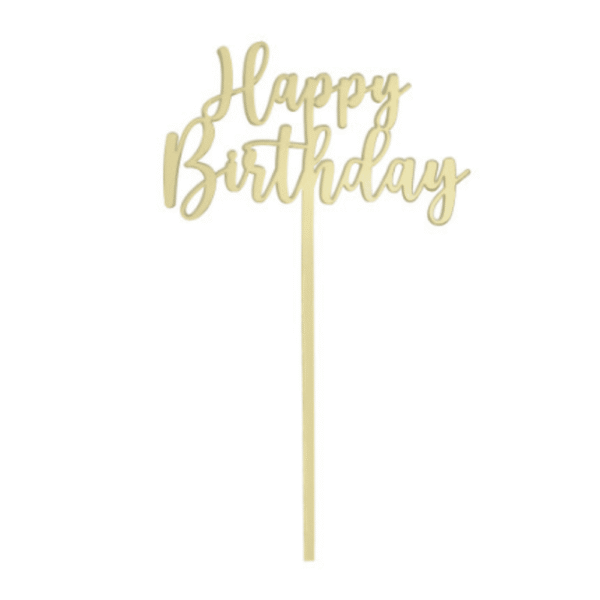 GoBake Acrylic Small Cake Topper Happy Birthday Classic Gold